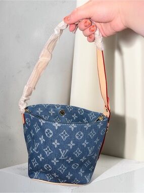 Denim monogram Bucket Shoulder Bag/ crossbody